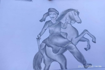 Drawing of Bir Lachit by the students of Bongaigaon